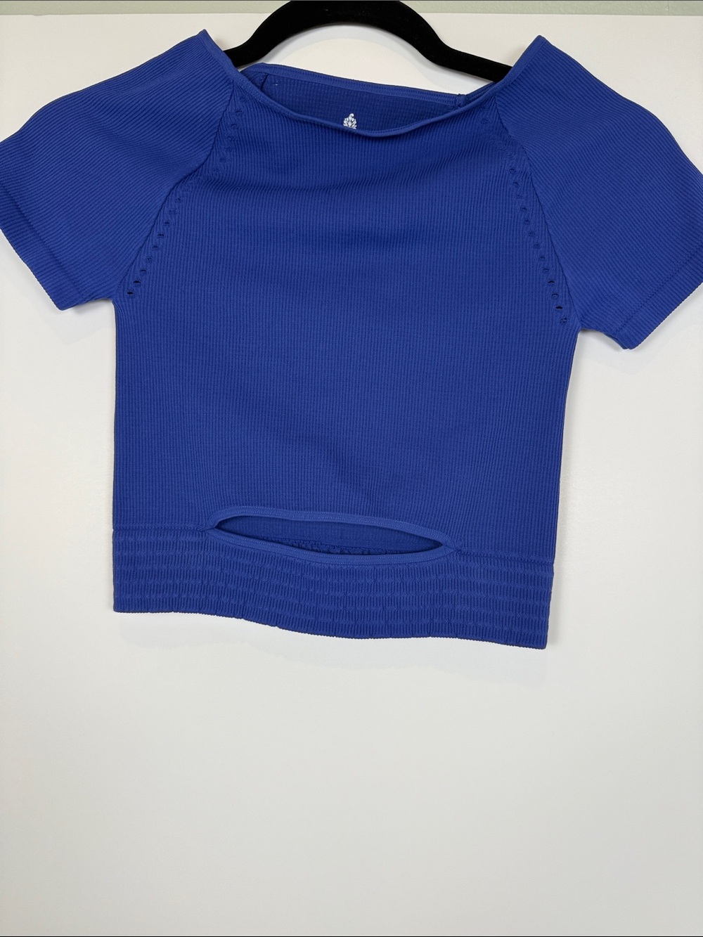 FP Movement Free People Cut It Out Ribbed Short Sleeve Crop Top Cobalt XS/S